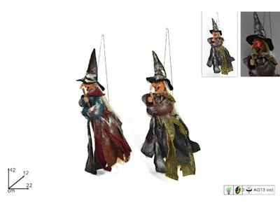 BEFANA CM.42 CON OCCHI LUMINOSI E APPENDINO DUESSE