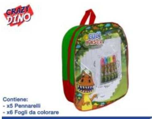 ZAINETTO ASILO DINO CON COLORI CM.30 EOLD.