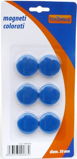 BOTTONI MAGNETICI D.30 CONF.6PZ. BLU NIKOFFICE