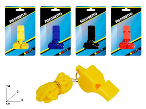 FISCHIETTI IN IN PLASTICA CON LACCIO IN BLISTER MAZ.