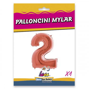 PALLONCINO MYLAR ROSE GOLD NUMERO 2 CM.102 D.40