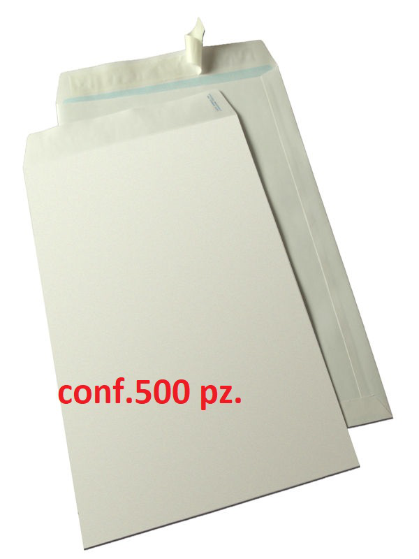 BUSTA IN CARTA A SACCO BIANCA CM.23x33 CONF. DA 500pz. CON STRIP ADESIVO