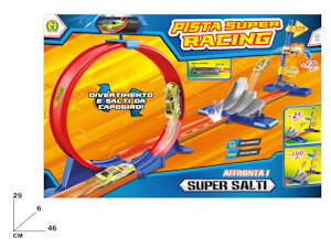 PISTA ACROBATICA CON AUTO SUPER RACING CM.46x29 MAZ.