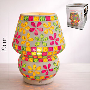 LAMPADA LUMETTO A LED DA TAVOLO RICARICABILE USB CM.H.19 MOSAICO PETALI ARCA