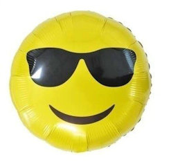 PALLONCINO MYLAR TONDO EMOTICON CON OCCHIALI18 POLLICI ROCCA