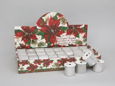 NASTRO ROTOLO DECORATIVO ORGANZA CM.7x200 ARGENTO EURONATALE