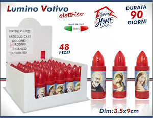 VOTIVO LUMINO A BATTERIA CANDELA ROSSO O BAINCO CM.3,5x9 GOOD HOME