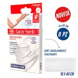 MEDICAZIONE CEROTTI GARZE STERILI COMPRESSE CM.18x40 SET.8PZ. FARMALINE