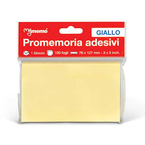 MEMO BLOCCO ADESIVO mm..76x127 GIALLO MY MEMO IN BLISTER SINGOLO NIK PEZZI 12