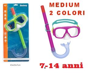MASCHERA SET MEDIUM 7-14 ANNI FREESTYLE IN VETRO PLASTICO CON TUBO CUSTODIA BEST