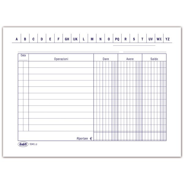 SCHEDE 3 COLONNE DARE AVERE SALDO 15x21 ORIZONTALI CONF.100PZ.