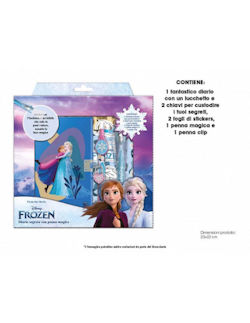 DIARIO SEGRETO KIT CON LUCCHETTO STICKERS E PENNE FROZEN EOLD.