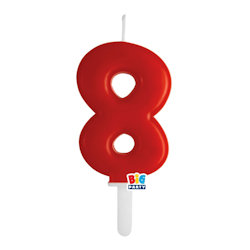 CANDELINA CERA TINY PLUMP CM.7 ROSSA N. 8 BIGPARTY
