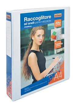 RACCOGLITORE IN PPL PERSONALIZZABILE D.50 ANELLI 4 A "D" COLORE BIANCO NIKOFFICE