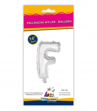 PALLONCINO MYLAR  cm.36 LETTERA ARGENTO F