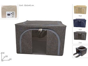 SCATOLA PORTABIANCHERIA IN TESSUTO BOX CON CERNIERE CM.50x40x30 COLOR DUESSE