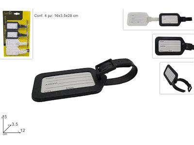 PORTA ETICHETTA BAGAGLIO IN PLASTICA CONF.4PZ. SU BLISTER DUESSE
