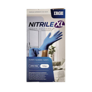 GUANTI MONOUSO IN NITRILE IRGE 100PZ. TAGLIA XL BLU