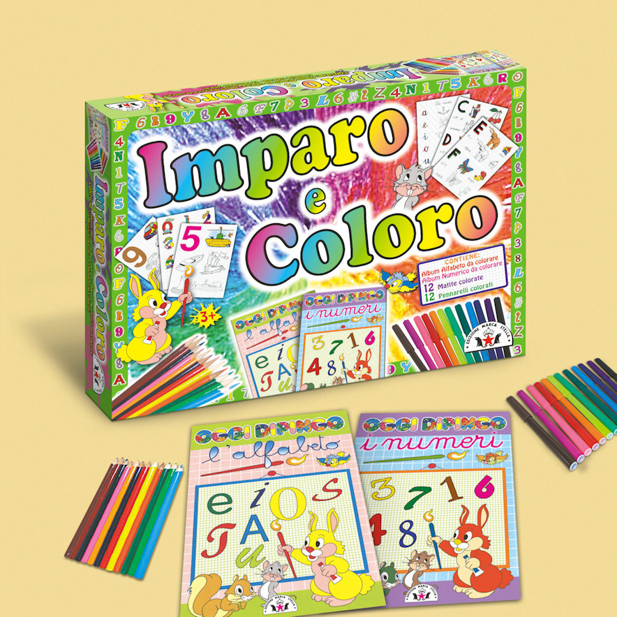 GIOCO COLORIAMO ED IMPARO KIT CON LIBRICINI DA COLORARE ED COLORI 097 SALA