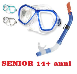 MASCHERA SET SENIOR 14+ ANNI MISTRAL IN VETRO TEMPERATO CON TUBO CUSTODIA 76310