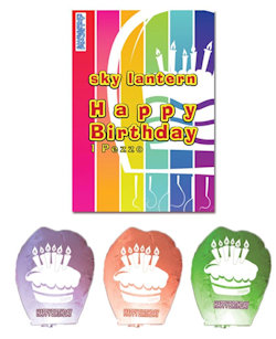 LANTERNA VOLANTE  MONOCOLORE CON SCRITTA HAPPY BIRTHDAY SWEEPING