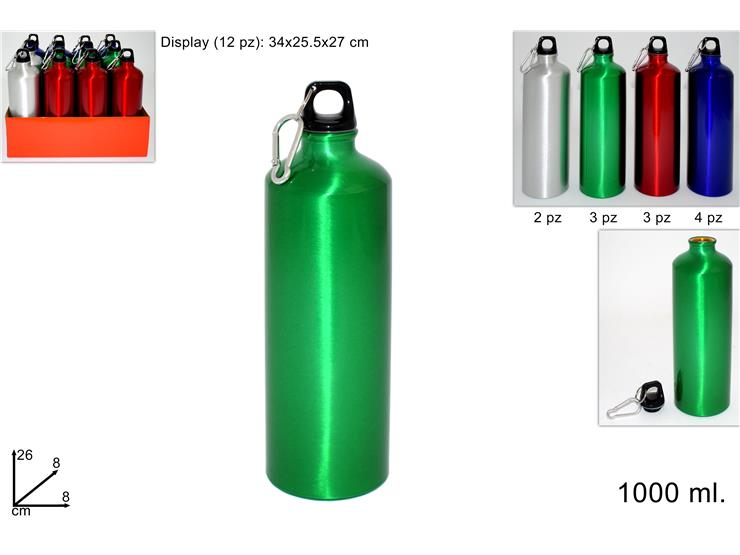 BORRACCIA IN ALLUMINIO 1LT. CON MOSCHETTONE COLOR DUESSE