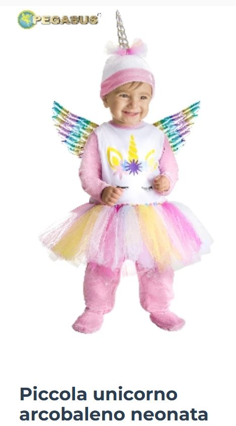 COSTUME BABY 03/6 MESI PICCOLO UNICORNO ARCOBALENO DI PEGASUS 5649