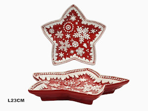 CENTROTAVOLA VASSOIO IN CERAMICA STELLA DECORAZIONE BIANCHE CM.23 714076 GENERAL
