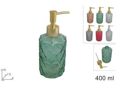 DISPENCER PER SAPONE IN VETRO 400ML. DIAMANT COLOR DUESSE