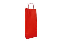 BUSTA IN CARTA PER BOTTIGLIA CM.14x9x40 KRAFT ROSSA PEZZI 25