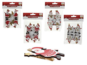 MOLLETTE IN LEGNO BABBO NATALE CM.4,5 CONF.4PZ. 435100 GENERAL