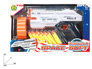 ARMI PISTOLA CON PROIETTILI DARDI SPACE STAR CON CARICATORE CM.36x21 MAZ.