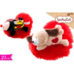 CUSCINO CUORE CM.23 ROSSO CON PELUCHE ANIMALE GOLDEN