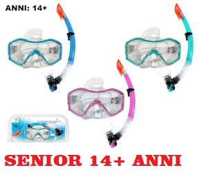 MASCHERA SET SENIOR 14+ ANNI FORMENTERA IN VETRO TEMPERATO CON TUBO CUSTODIA MAZ