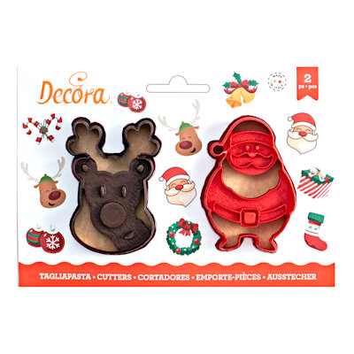 CUCINA DOLCI TAGLIAPASTA NATALIZIO BABBO NATALE E RENNA SET 2PZ. 8xH.CM.2 DECORA