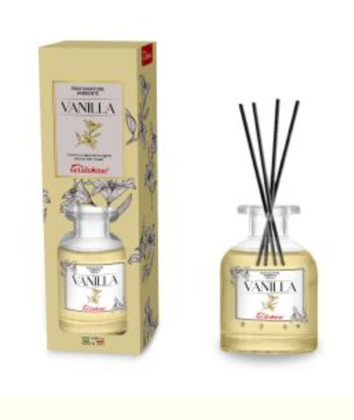 DEODORANTE AMBIENTE LIQUIDO CON BASTONCINI 100 ML. VANIGLIA SETABLU