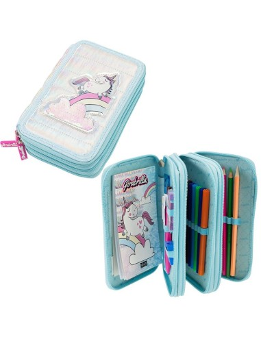 ASTUCCIO SCUOLA 3 ZIP UNICORNO 12+18 FILA + ACCESSORI EOLD.