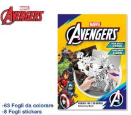 ALBUM DA COLORARE CON STIKERS PERSONAGGIO AVENGERS EOLD.