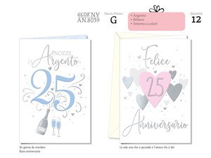 BIGLIETTI NOZZE 25 ANNI AN.8039 pezzi 12