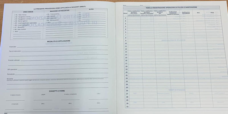 COVID REGISTRO PER OPERAZIONI DI PULIZIA E SANIFICAZIONE DATA UFFICIO