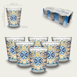 BICCHIERE ACQUA 300ML. VETRO LISCIO SET.6PZ. DECORATO VIETRI 956223 ARCA