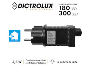 PRESA CON TRAFORMATORE PER LUCI LED DA 180 A 300 8 GIOCHI DI LUCE 449921 GENERAL