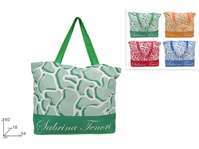 BORSA MARE CM.40x19x54 FANTASIA SABRINA TENORI BICOLOR ACQUA DUESSE