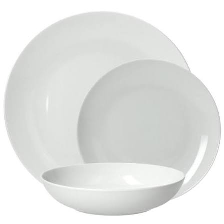 PIATTO SERVIZIO DA TAVOLA 18PZ. CERAMICA BIANCO ARCA