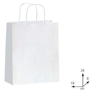 BUSTA CARTA BIANCA KRAFT CM.18x8x24 MANICO RITORTO PEZZI 25