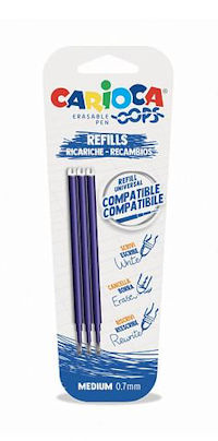 PENNA CANCELLABILE CARIOCA OOPS EASY REFIL SOLO REFIL BLU CONF.3PZ.