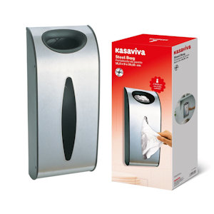 PORTABUSTE DA PARETE IN ACCIAIO STEEL BAG CM.16x9xH.39 KASAVIVA