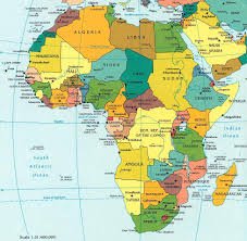 CARTINA GEOGRAFICA MURALE AFRICA CM.100x140