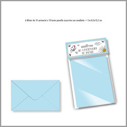 BIGLIETTI COLORATI CON BUSTE CM.9x14 CELESTE PASTELLO CONF.10PZ. CROMO