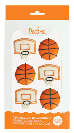DECORAZIONI IN ZUCCHERO BASKET CONF.6PZ. DECORA